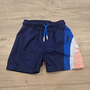 Toddler Boys Shark Swim Trunks - Navy Blue - 2T